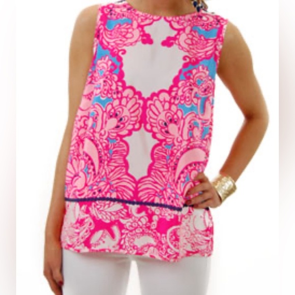 Lilly Pulitzer Tops - Lilly Pulitzer Pink Sleeveless Boxy Tank Top